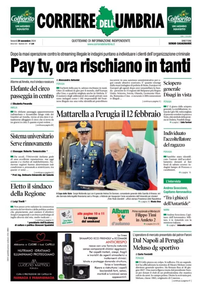 Prima-pagina-corriere umbria-del-2024-11-29